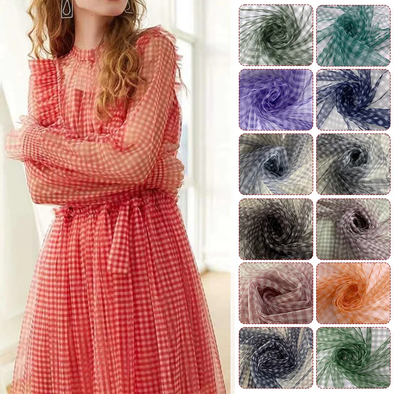 Sewing Batik Fabric - 90x150 سنتيمتر تحقق شبكة النسيج فستان