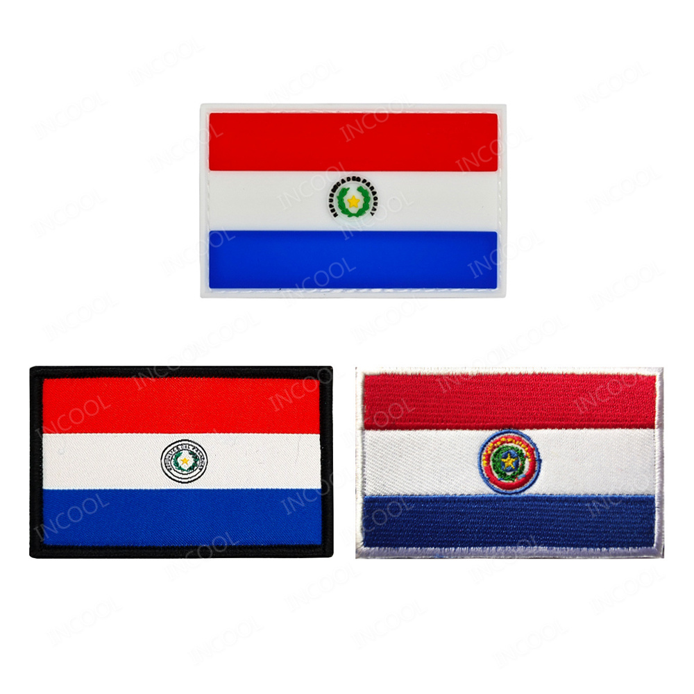 Velcro Sew On - علم باراغواي المطرزة التصحيح PVC المطاط