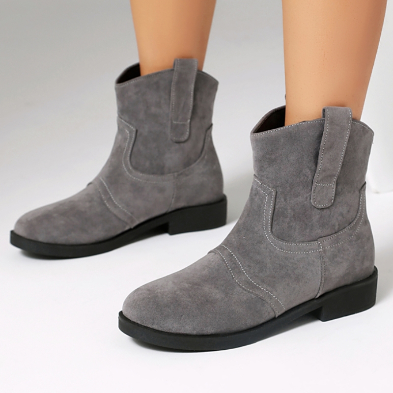 Sewing Fleece - أحذية كاحل رمادية للنساء لشتاء 2025،