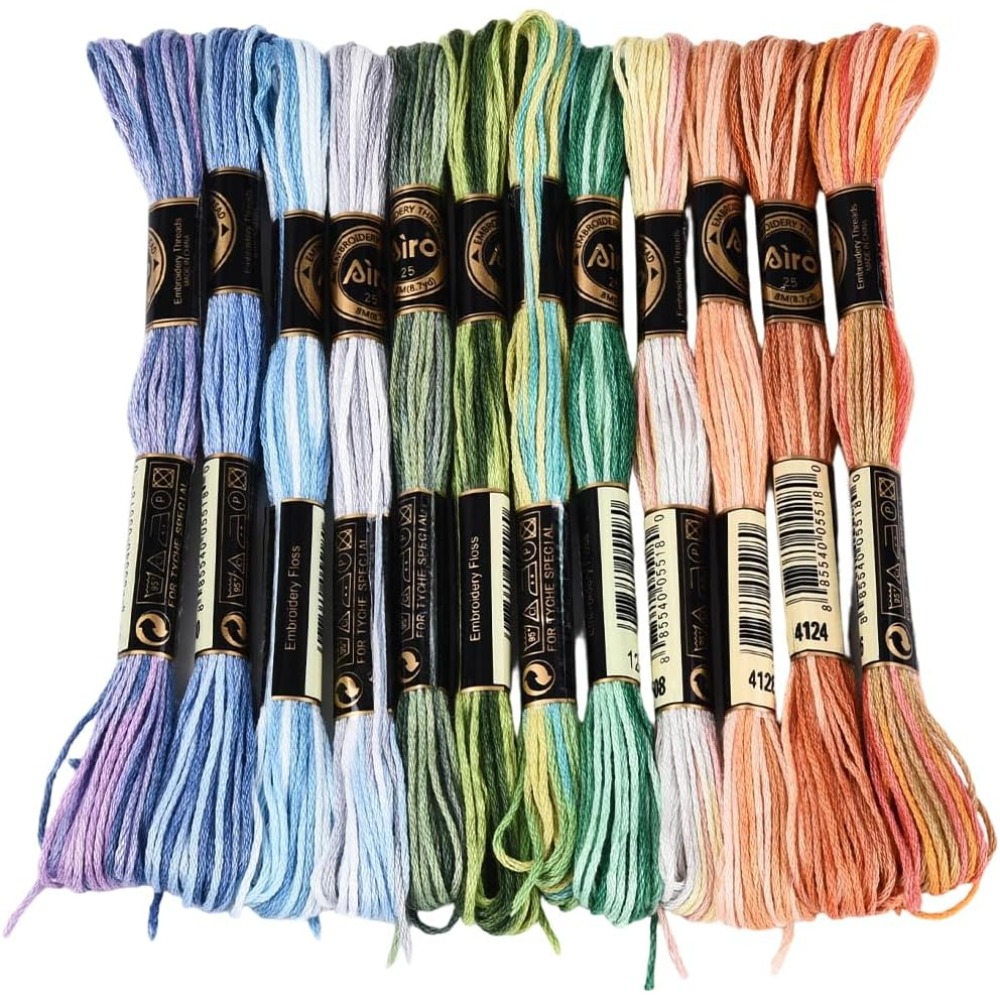 Embroidery Floss Thread - 12 خيطًا، 105 ياردة، خيط تطريز
