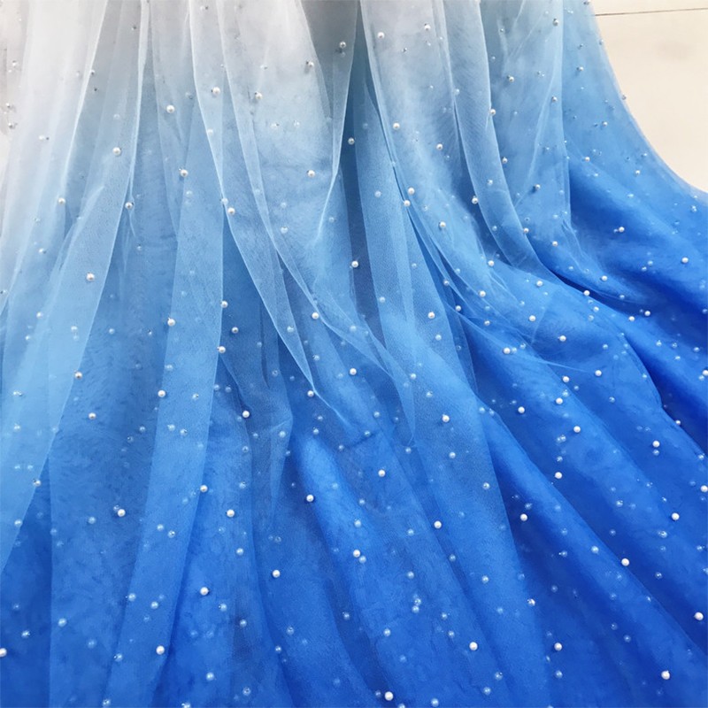 Sewing Batik Fabric - قماش تول شبكي لؤلؤي متدرج اللون