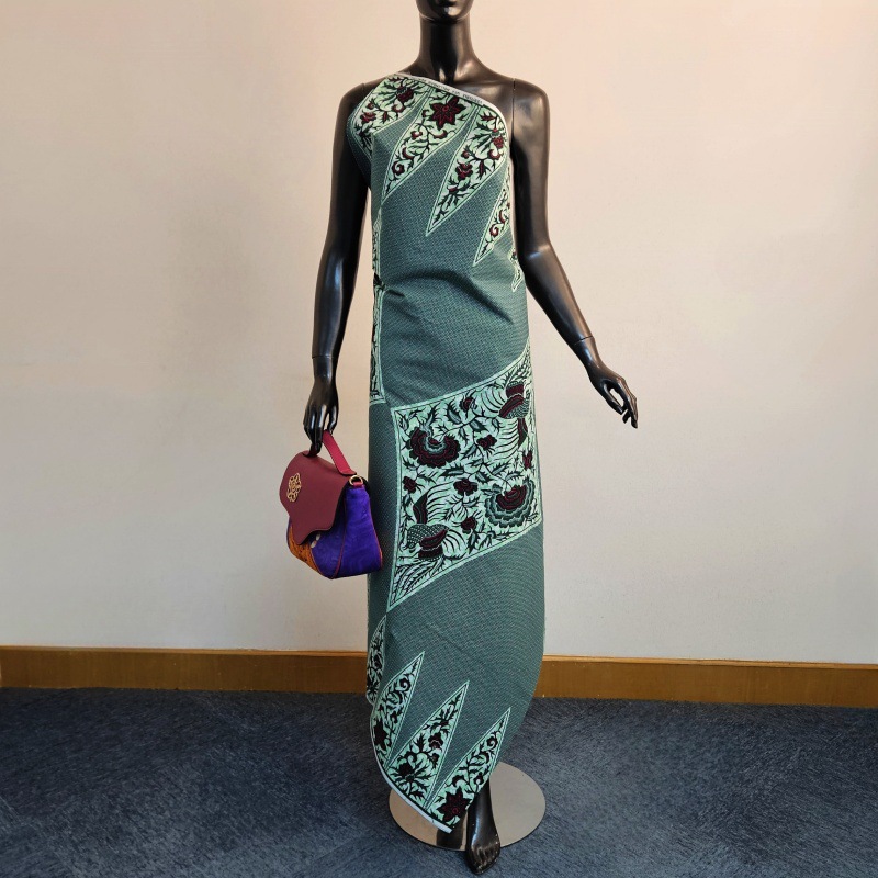 6 ياردة طويلة مطبوعة رمادي أخض - مراجعة Sewing Batik Fabric وسعره