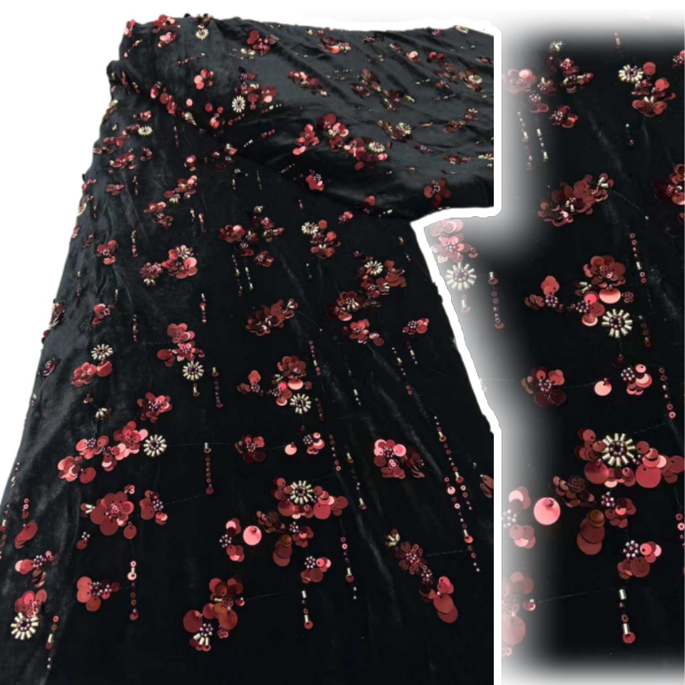 قماش دانتيل مخملي ترتر أفريقي  - مراجعة Sewing Velvet Fabric وسعره
